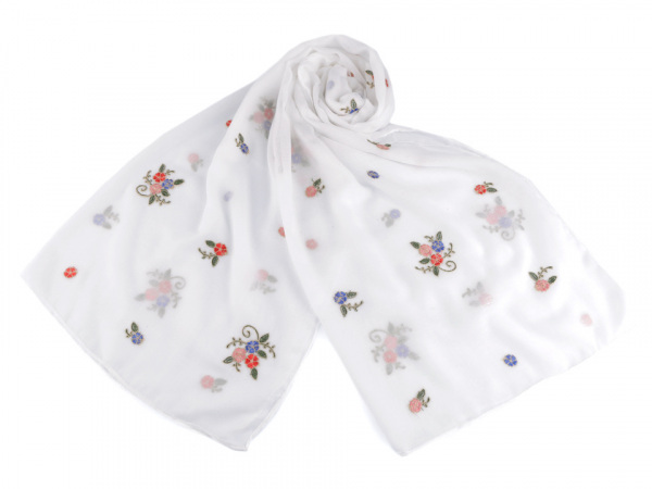 Šála vyšívané květy 70x180 cm 2. jakost