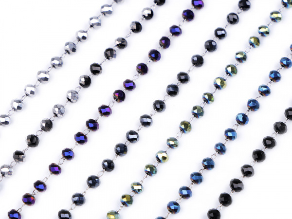 Náhrdelník z nerezové oceli s broušenými korálky dlouhý