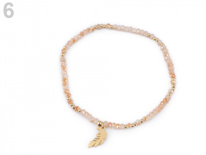 Náramek s broušenými korálky z nerezové oceli - peříčko