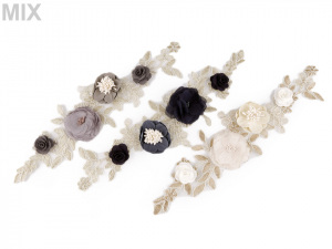 Aplikace / vsadka 3D s květy 9x32,5 cm