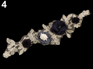 Aplikace / vsadka 3D s květy 9x32,5 cm