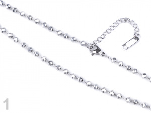 Náhrdelník z nerezové oceli s broušenými korálky dlouhý