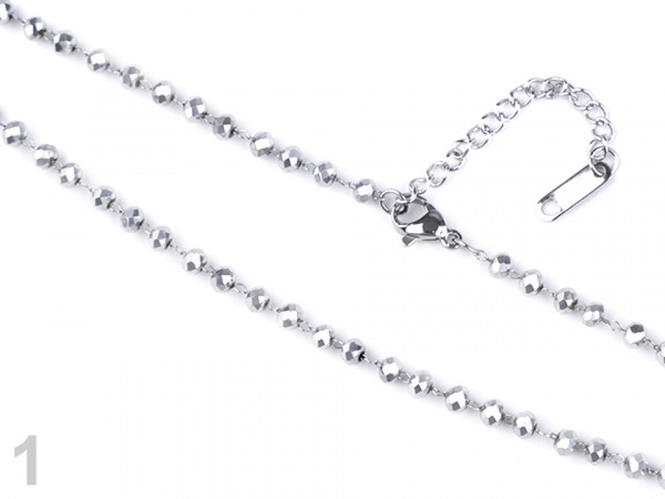 Náhrdelník z nerezové oceli s broušenými korálky dlouhý