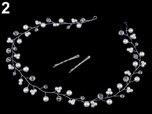 Perlová ozdoba do vlasů s broušenými korálky