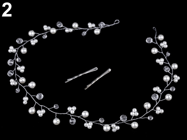 Perlová ozdoba do vlasů s broušenými korálky