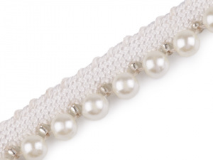 Prýmek / paspulka s perlami a korálky šíře 12 mm