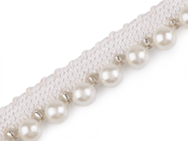 Prýmek / paspulka s perlami a korálky šíře 12 mm