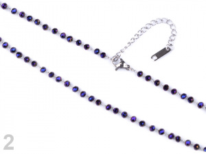 Náhrdelník z nerezové oceli s broušenými korálky dlouhý