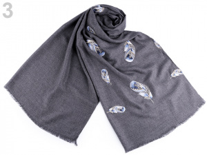 Šála vyšívaná pírka 70x165 cm