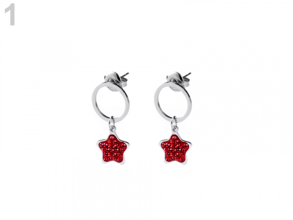 Náušnice z nerezové oceli hvězda s broušenými kamínky