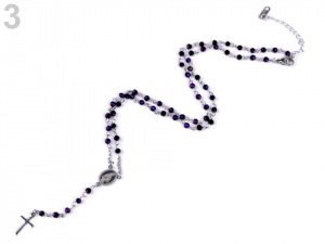 Náhrdelník z nerezové oceli růženec s broušenými kamínky