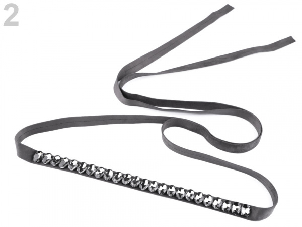 Zavazovací pásek s broušenými kameny semišový šíře 2 cm