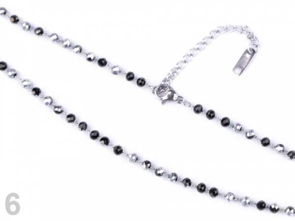 Náhrdelník z nerezové oceli s broušenými korálky dlouhý