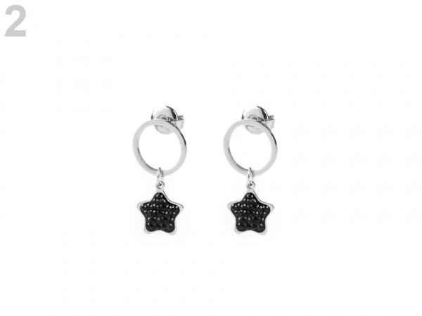 Náušnice z nerezové oceli hvězda s broušenými kamínky