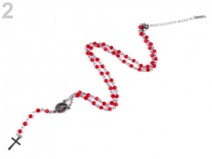 Náhrdelník z nerezové oceli růženec s broušenými kamínky