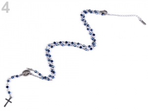 Náhrdelník z nerezové oceli růženec s broušenými kamínky