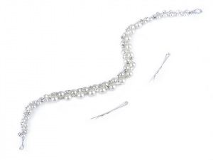 Perlová ozdoba / čelenka do vlasů se štrasovými kamínky