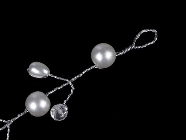 Perlová ozdoba do vlasů s broušenými korálky