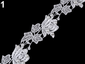 Vzdušná krajka s perlami šíře 43 mm