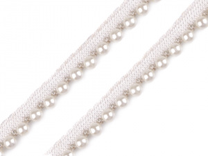 Prýmek / paspulka s perlami a korálky šíře 12 mm