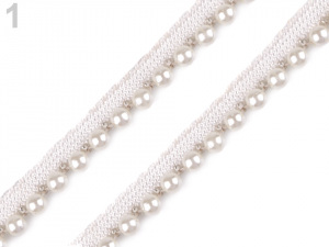 Prýmek / paspulka s perlami a korálky šíře 12 mm