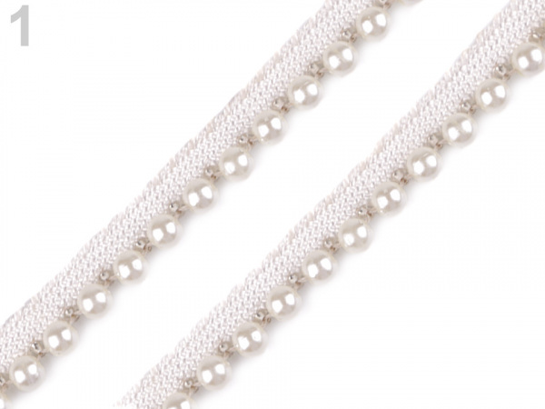 Prýmek / paspulka s perlami a korálky šíře 12 mm