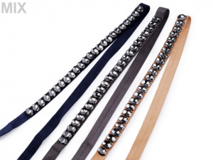 Zavazovací pásek s broušenými kameny semišový šíře 2 cm