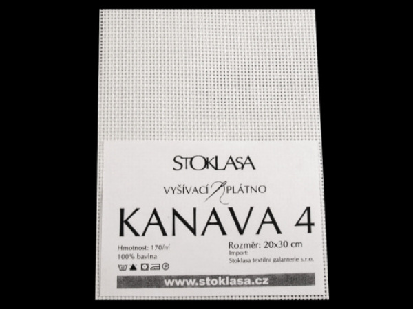 Vyšívací tkanina KANAVA 4 bílá 20x30cm