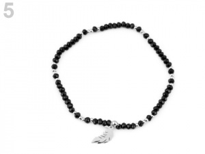 Náramek s broušenými korálky z nerezové oceli - peříčko