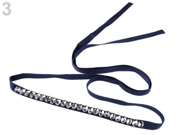 Zavazovací pásek s broušenými kameny semišový šíře 2 cm