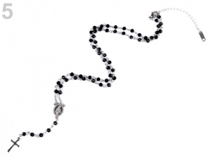 Náhrdelník z nerezové oceli růženec s broušenými kamínky