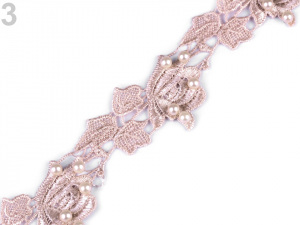 Vzdušná krajka s perlami šíře 43 mm