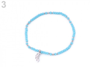 Náramek s broušenými korálky z nerezové oceli - peříčko