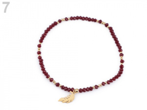 Náramek s broušenými korálky z nerezové oceli - peříčko