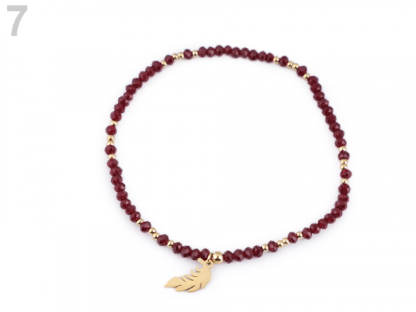 Náramek s broušenými korálky z nerezové oceli - peříčko