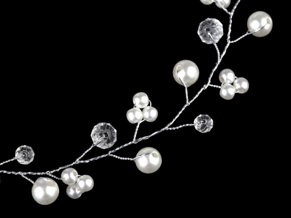 Perlová ozdoba do vlasů s broušenými korálky