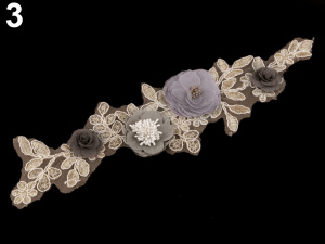 Aplikace / vsadka 3D s květy 9x32,5 cm