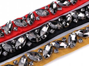 Pružný pásek s broušenými kameny šíře 2 cm