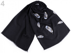 Šála vyšívaná pírka 70x165 cm