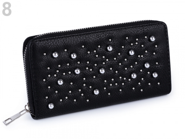 Dámská peněženka s kovovými perlami 10x19 cm