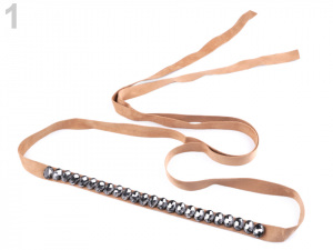 Zavazovací pásek s broušenými kameny semišový šíře 2 cm