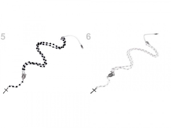 Náhrdelník z nerezové oceli růženec s broušenými kamínky