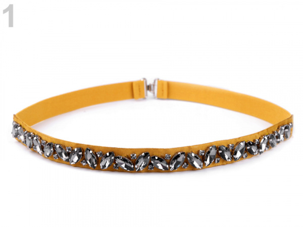 Pružný pásek s broušenými kameny šíře 2 cm