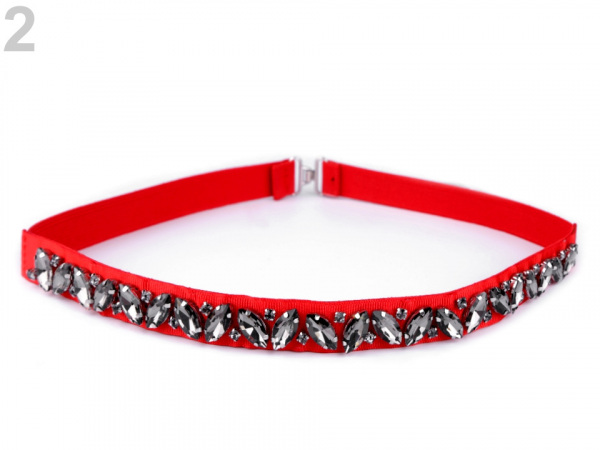 Pružný pásek s broušenými kameny šíře 2 cm