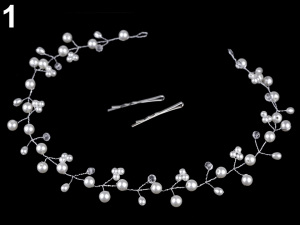 Perlová ozdoba do vlasů s broušenými korálky