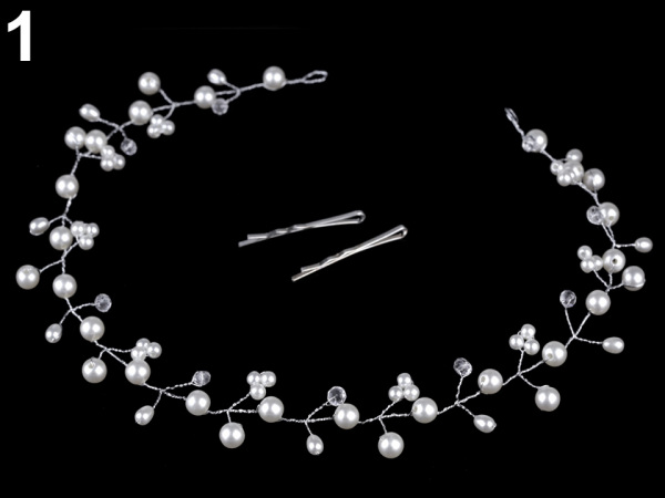 Perlová ozdoba do vlasů s broušenými korálky