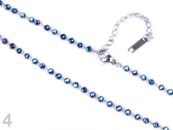 Náhrdelník z nerezové oceli s broušenými korálky dlouhý