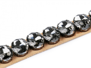 Zavazovací pásek s broušenými kameny semišový šíře 2 cm