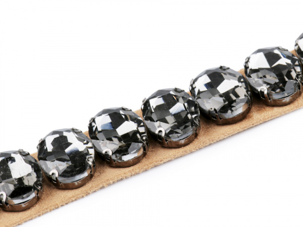 Zavazovací pásek s broušenými kameny semišový šíře 2 cm