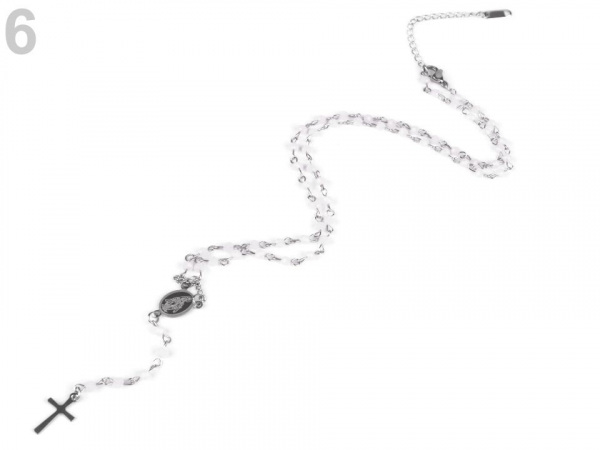 Náhrdelník z nerezové oceli růženec s broušenými kamínky